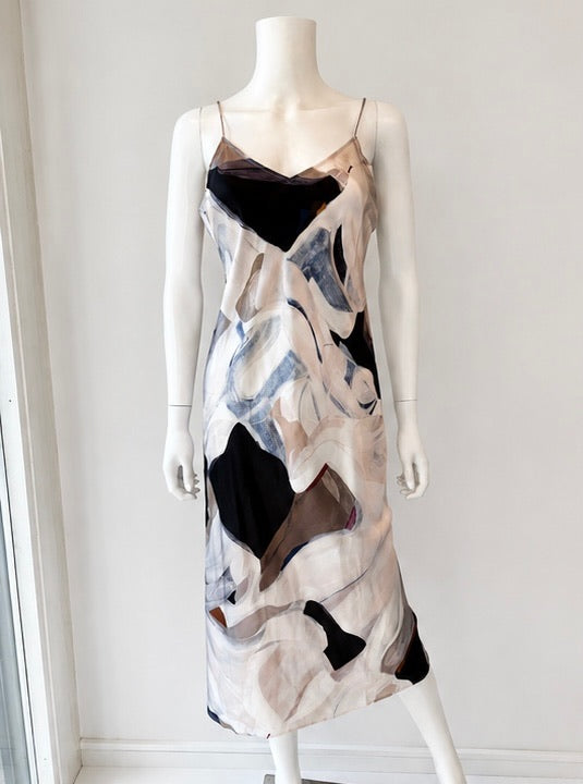 Ace Harper Abstract Print Silk Slip Dress
