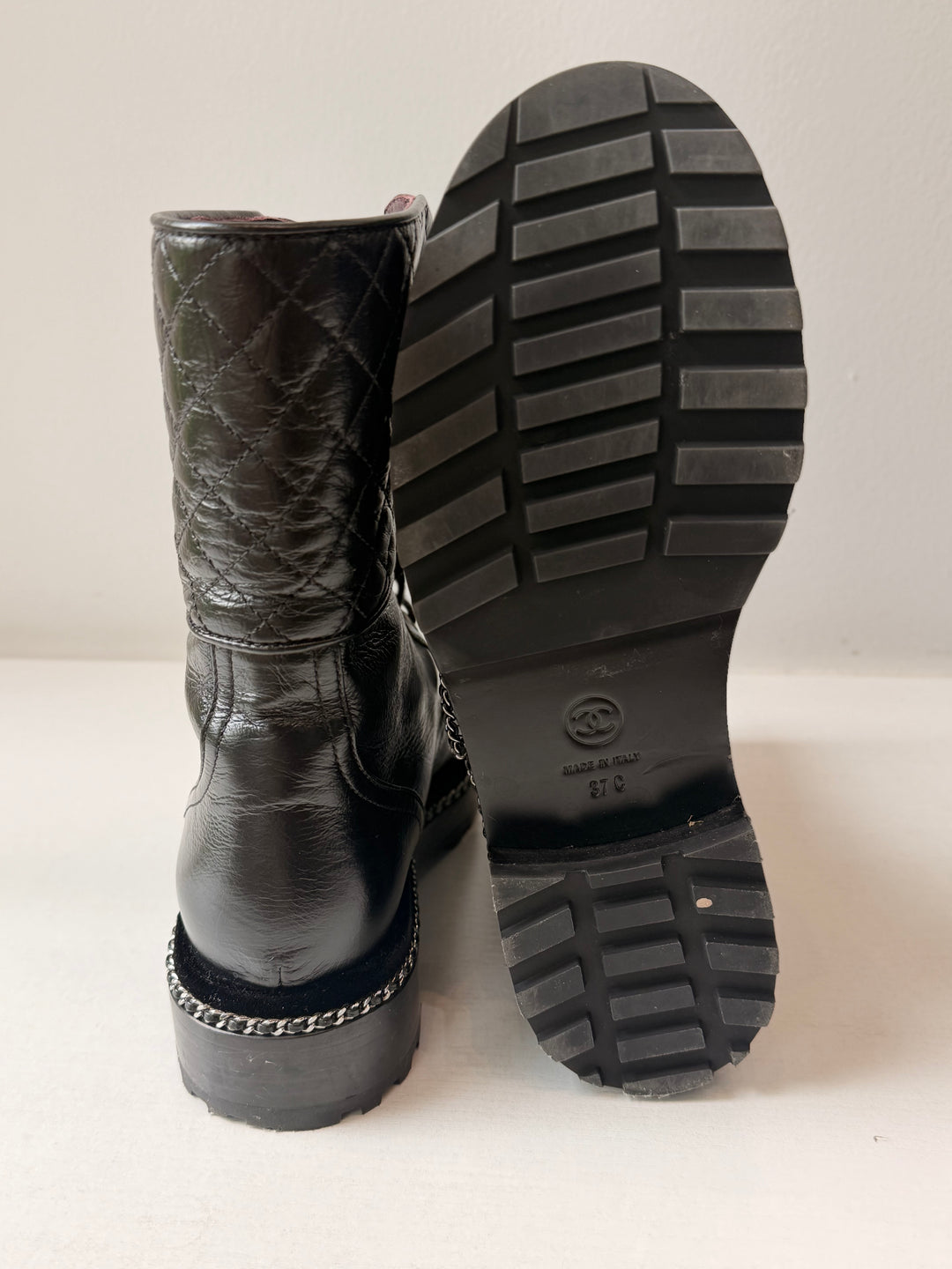 Chanel 2017 Interlocking CC Combat Boots