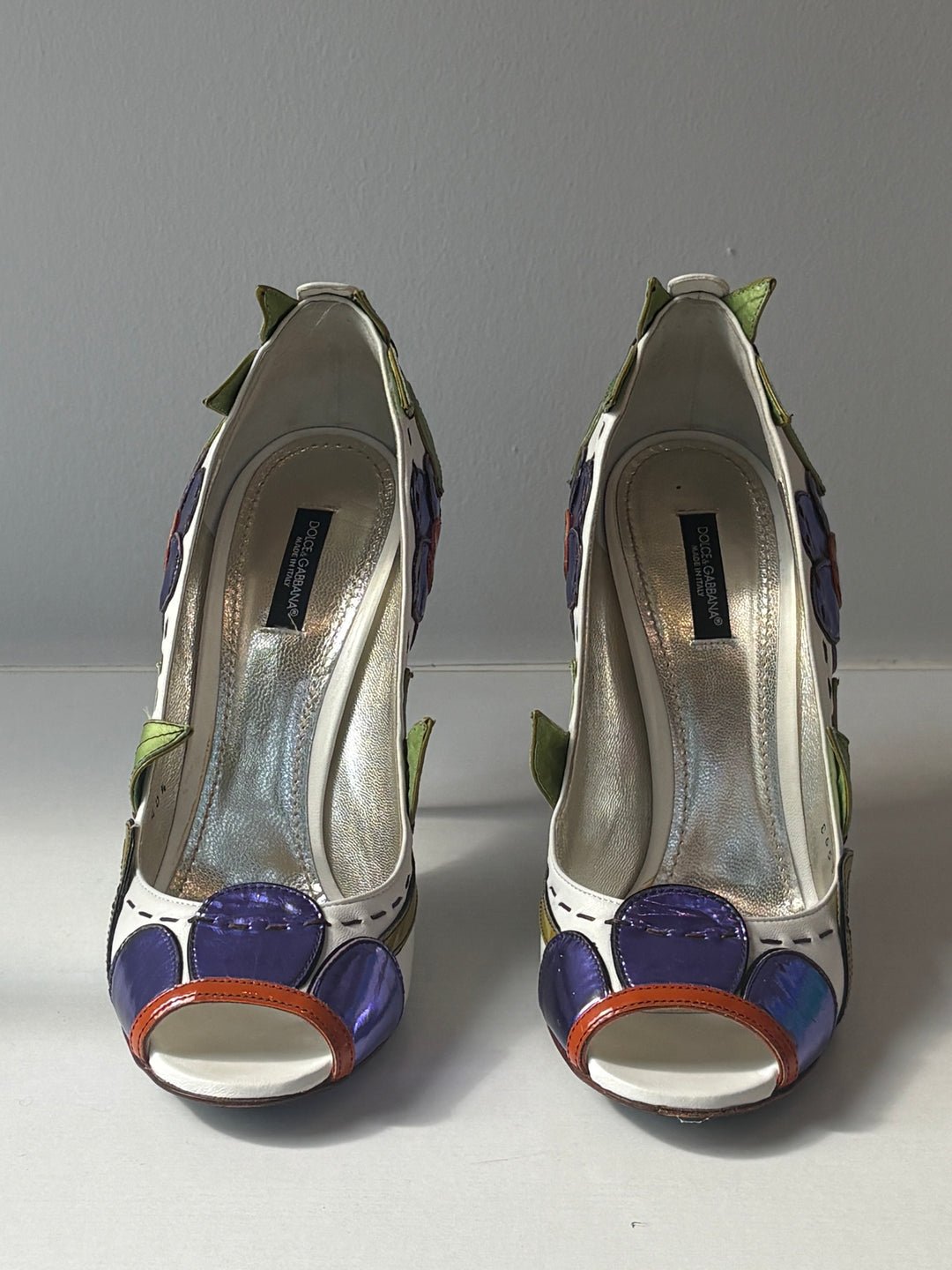 Dolce &amp; Gabbana Rare Archival Floral Motif Peep Toe Heels