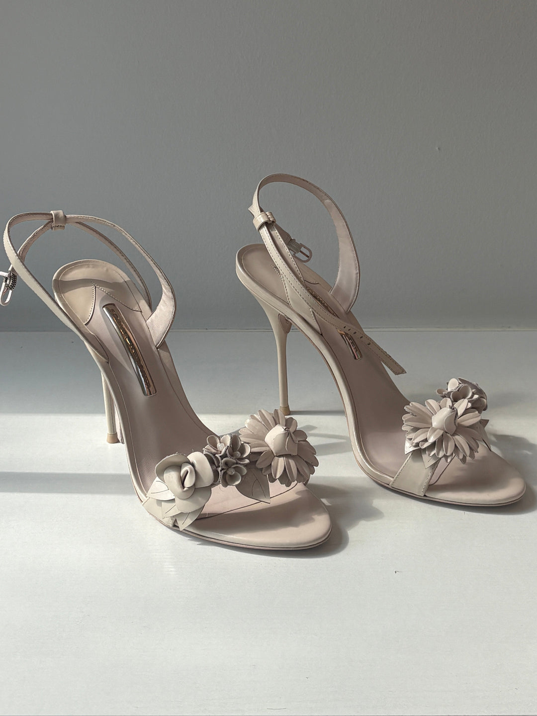 Sophia Webster Lilico Bone Floral Leather Heels