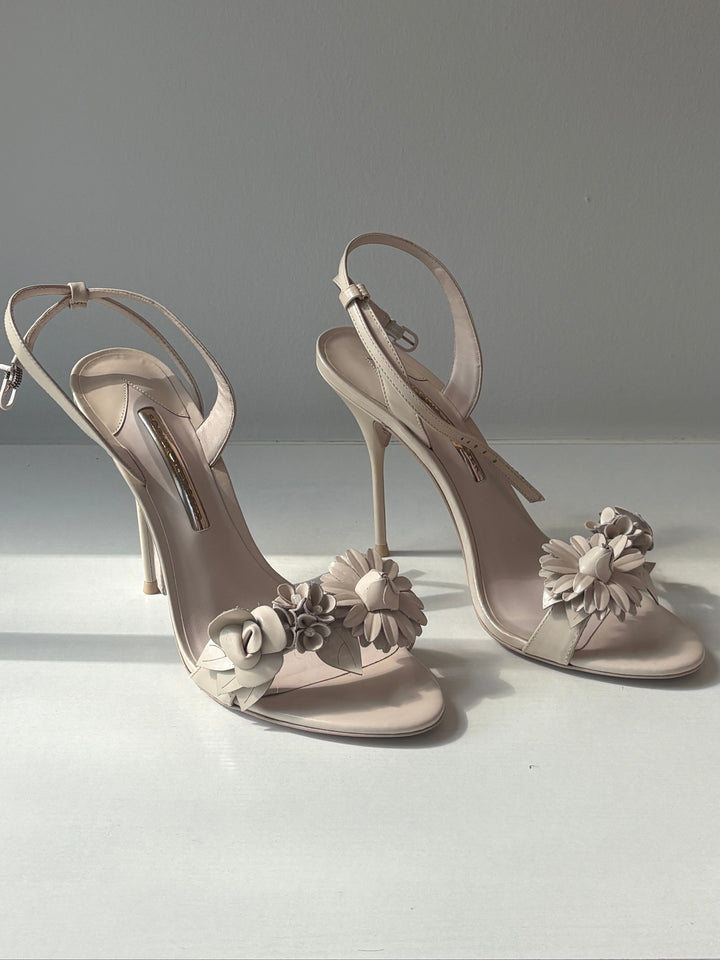 Sophia Webster Lilico Bone Floral Leather Heels