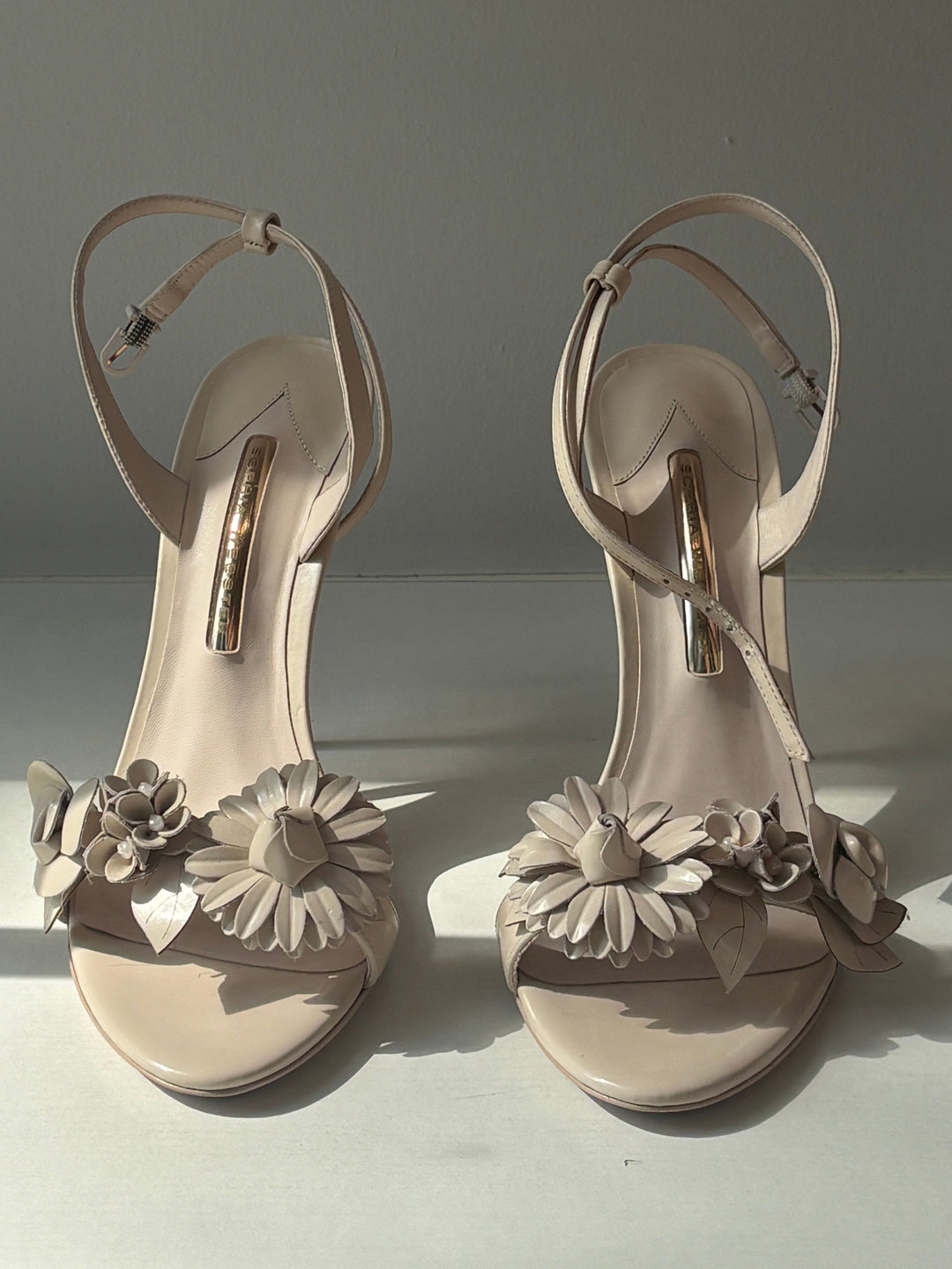 Sophia Webster Lilico Bone Floral Leather Heels