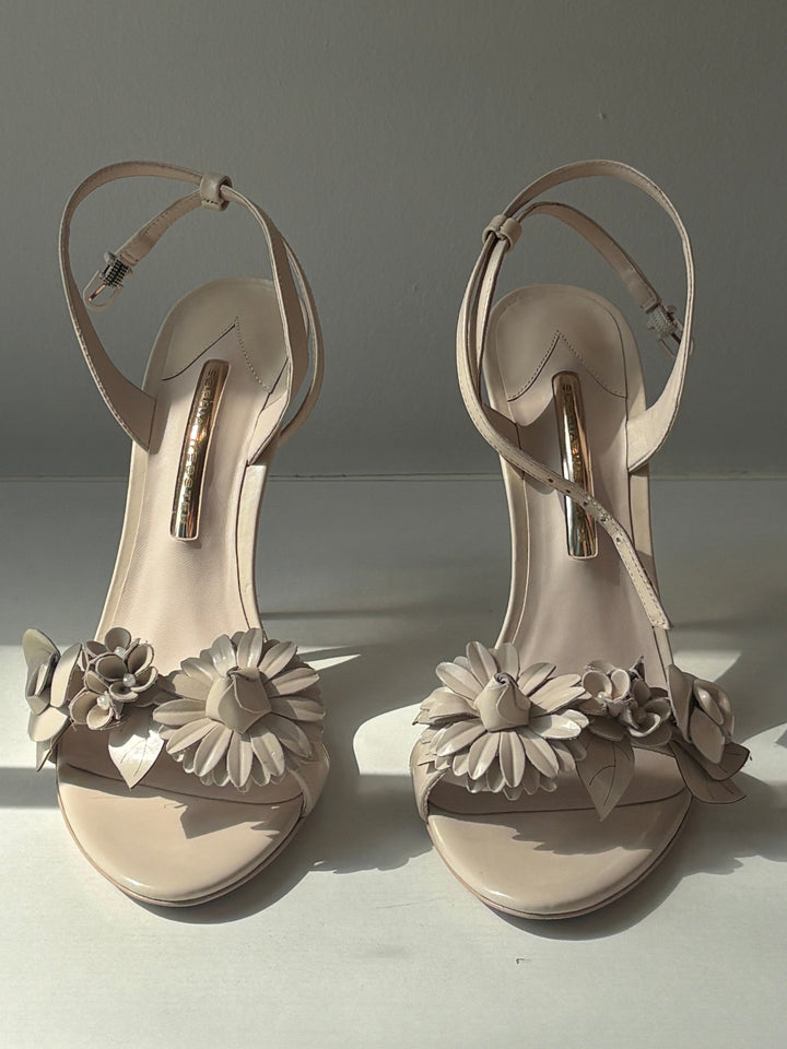 Sophia Webster Lilico Bone Floral Leather Heels