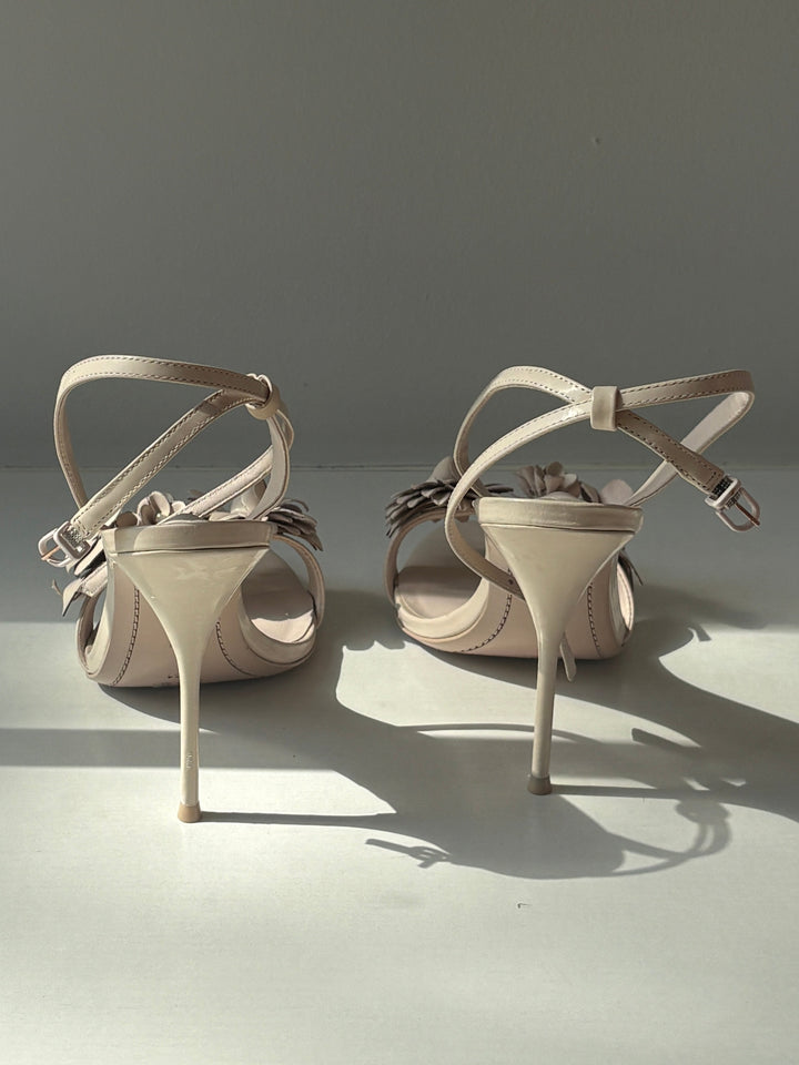 Sophia Webster Lilico Bone Floral Leather Heels