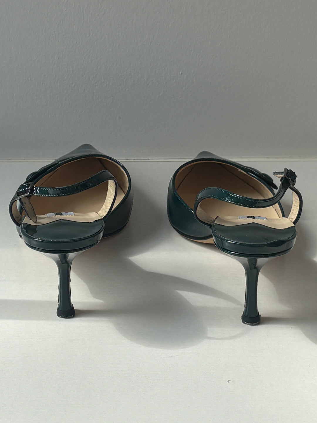 Jimmy Choo Vintage Teal Patent Leather Slingback Pumps