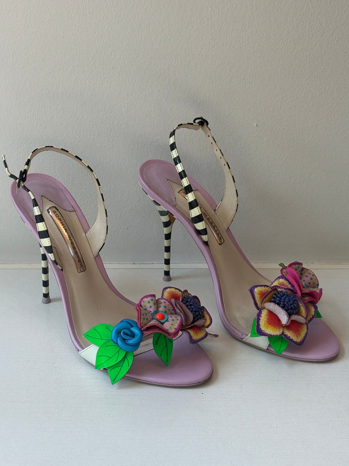 Sophia Webster Lilac Floral Striped Slingback Heels