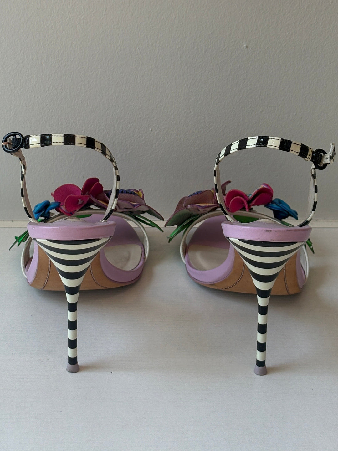Sophia Webster Lilac Floral Striped Slingback Heels