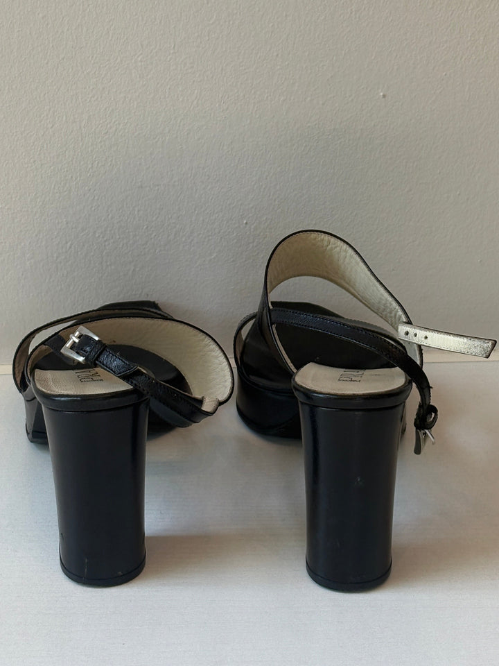 Prada Vintage Leather Platform Block Heel Sandals
