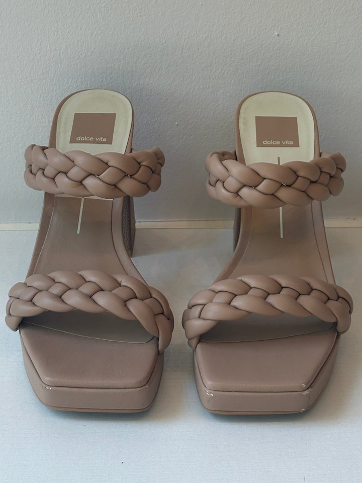 Dolce Vita Nude Braided Leather Platform Sandals