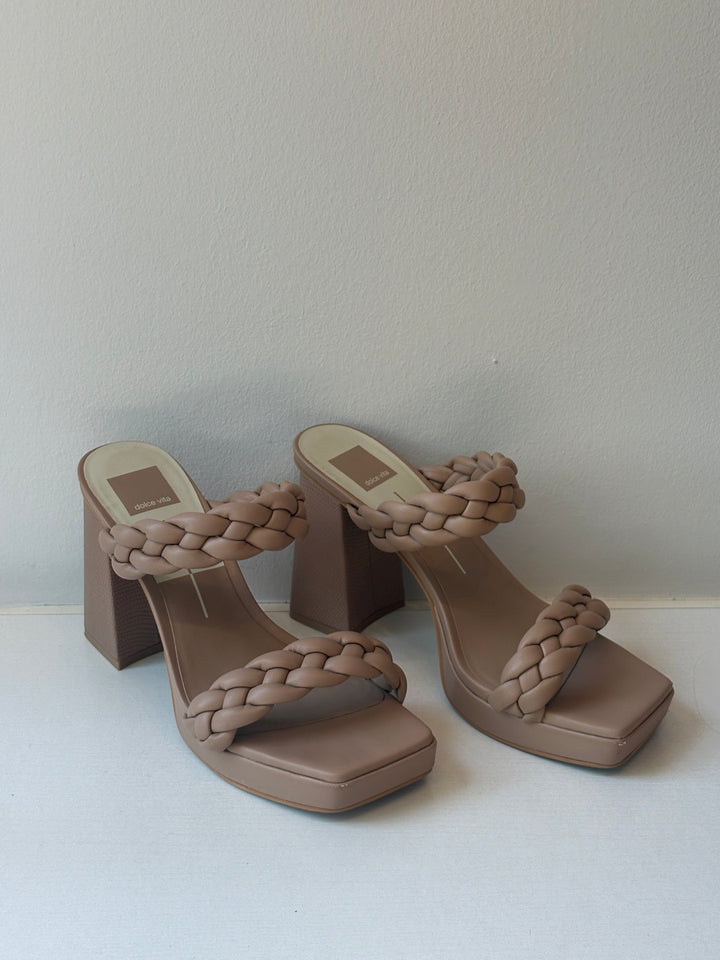 Dolce Vita Nude Braided Leather Platform Sandals