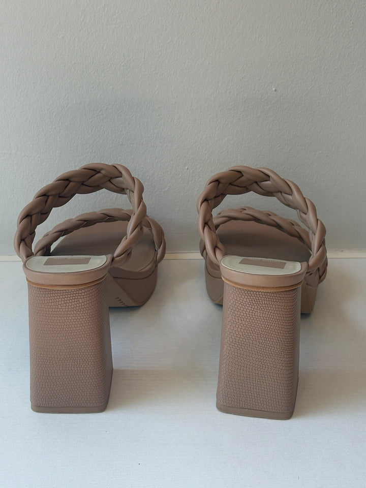 Dolce Vita Nude Braided Leather Platform Sandals