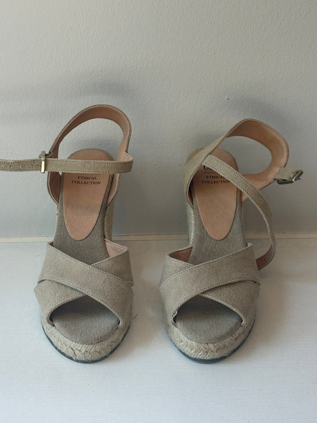 Castañer Burlap Linen Espadrille Wedge Sandals