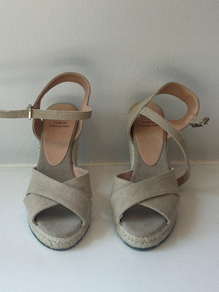Castañer Burlap Linen Espadrille Wedge Sandals
