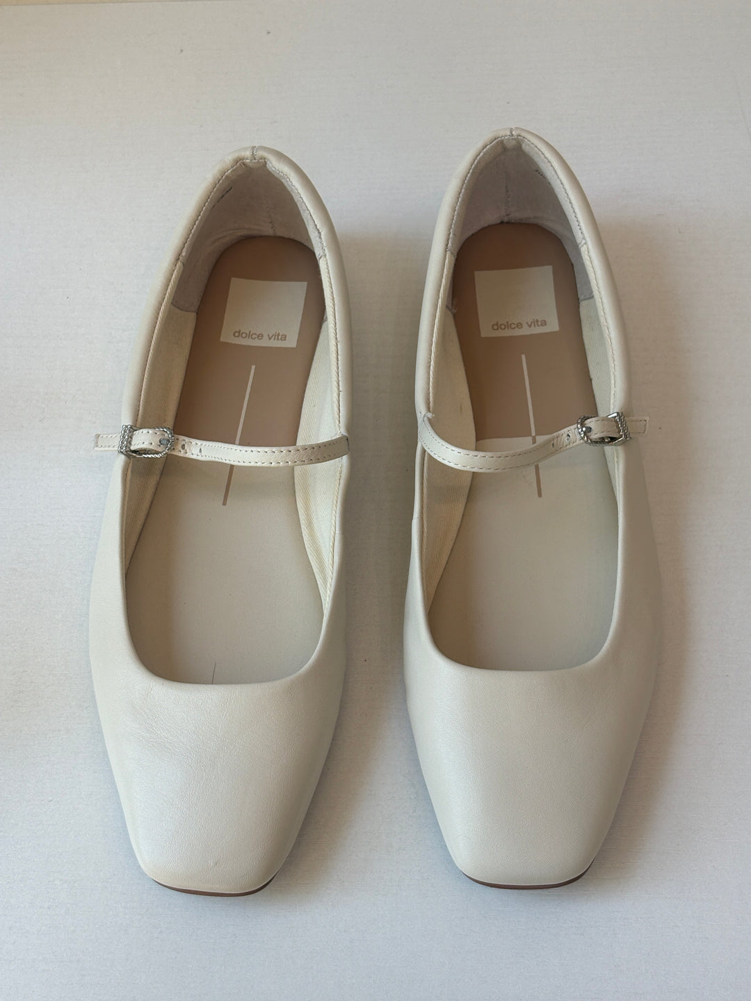 Dolce Vita Ivory Leather Mary Jane Flats