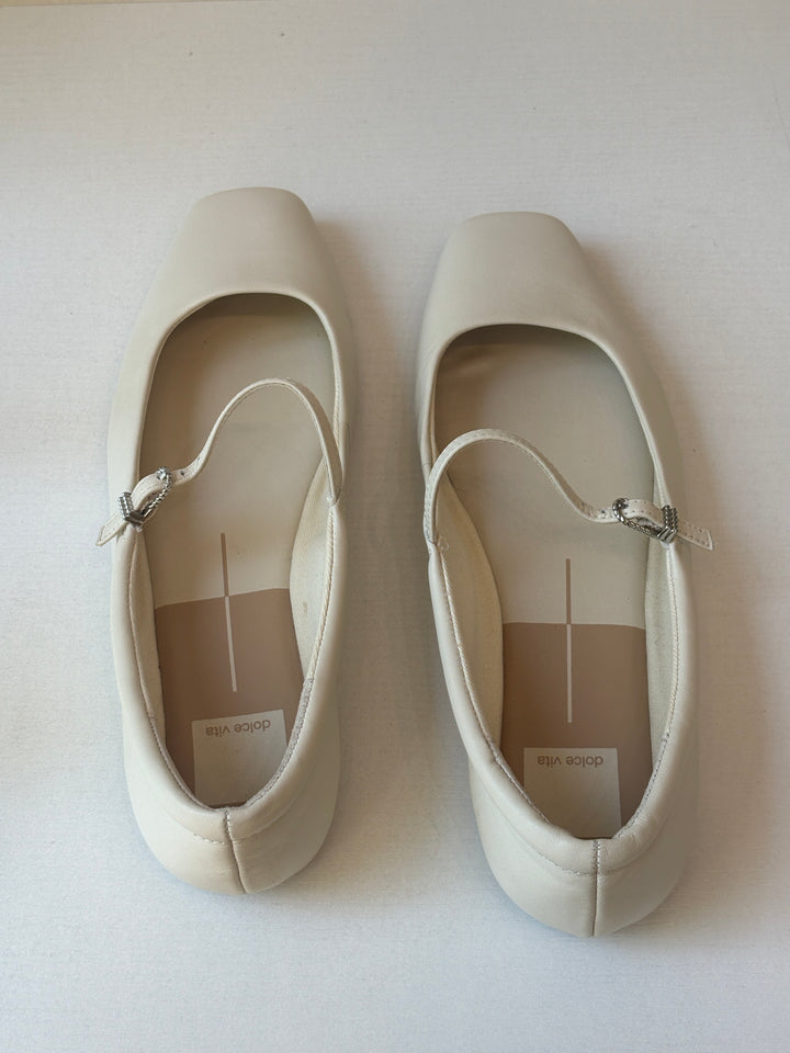 Dolce Vita Ivory Leather Mary Jane Flats