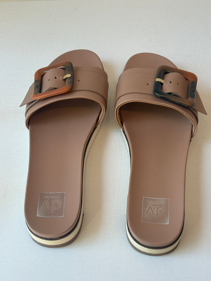 Dolce Vita Tan Leather Buckle Slide Sandals