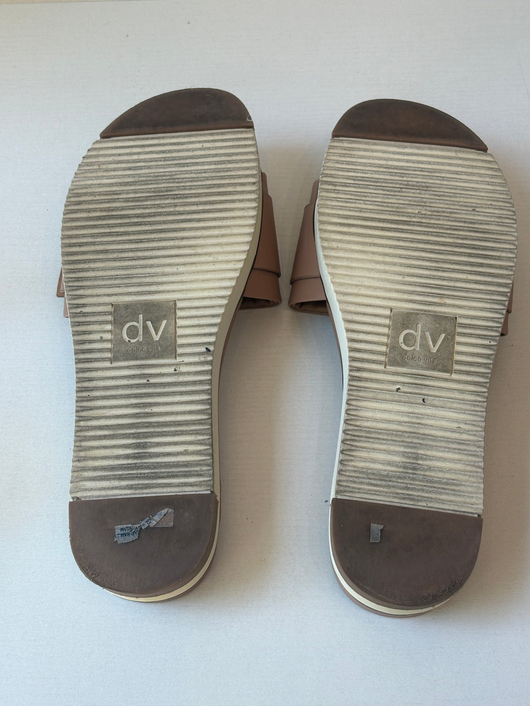 Dolce Vita Tan Leather Buckle Slide Sandals
