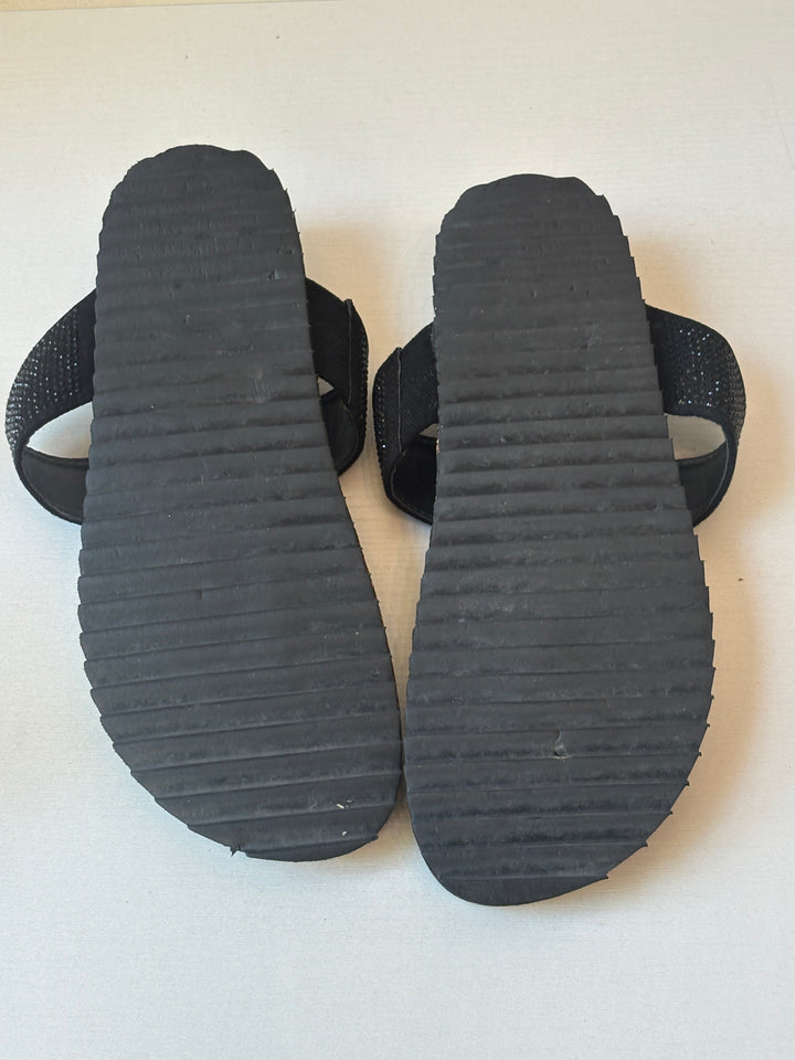 Prune Black Crystal-Embellished Cork Sandals