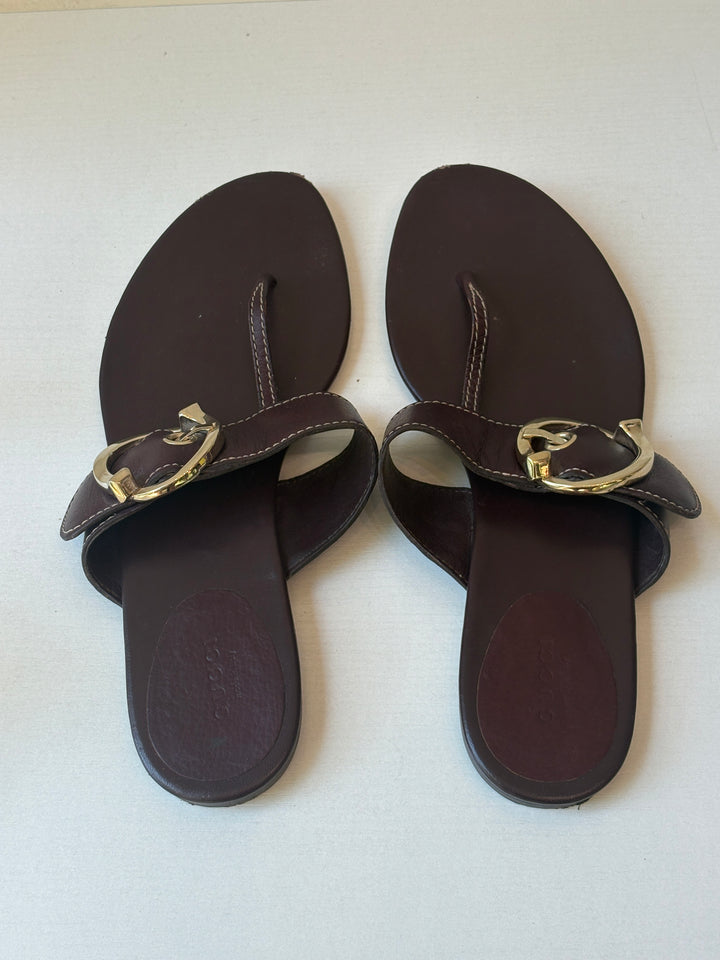 Gucci Brown Leather Horsebit Thong Sandals