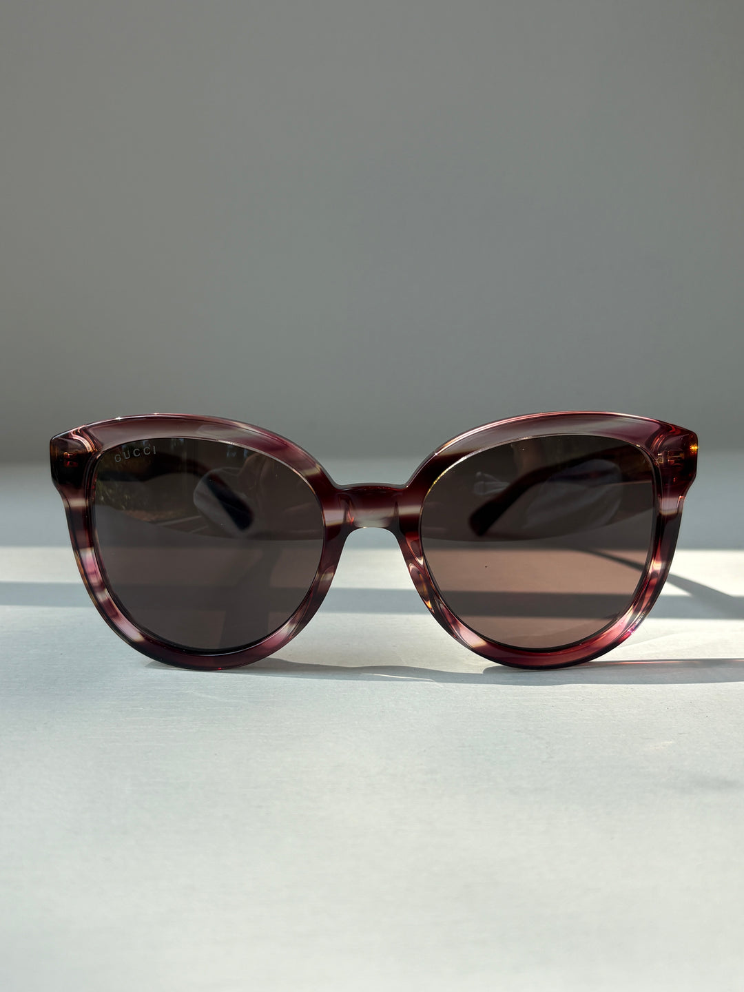 Gucci Burgundy Striated Acetate Sunglasses