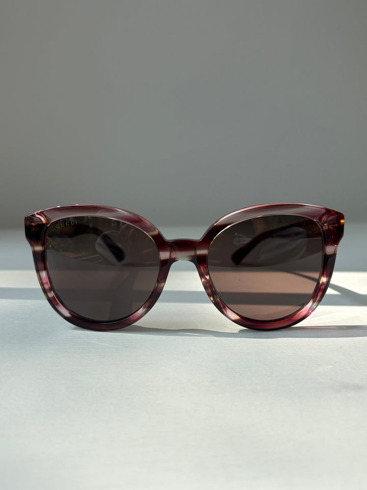 Gucci Burgundy Striated Acetate Sunglasses