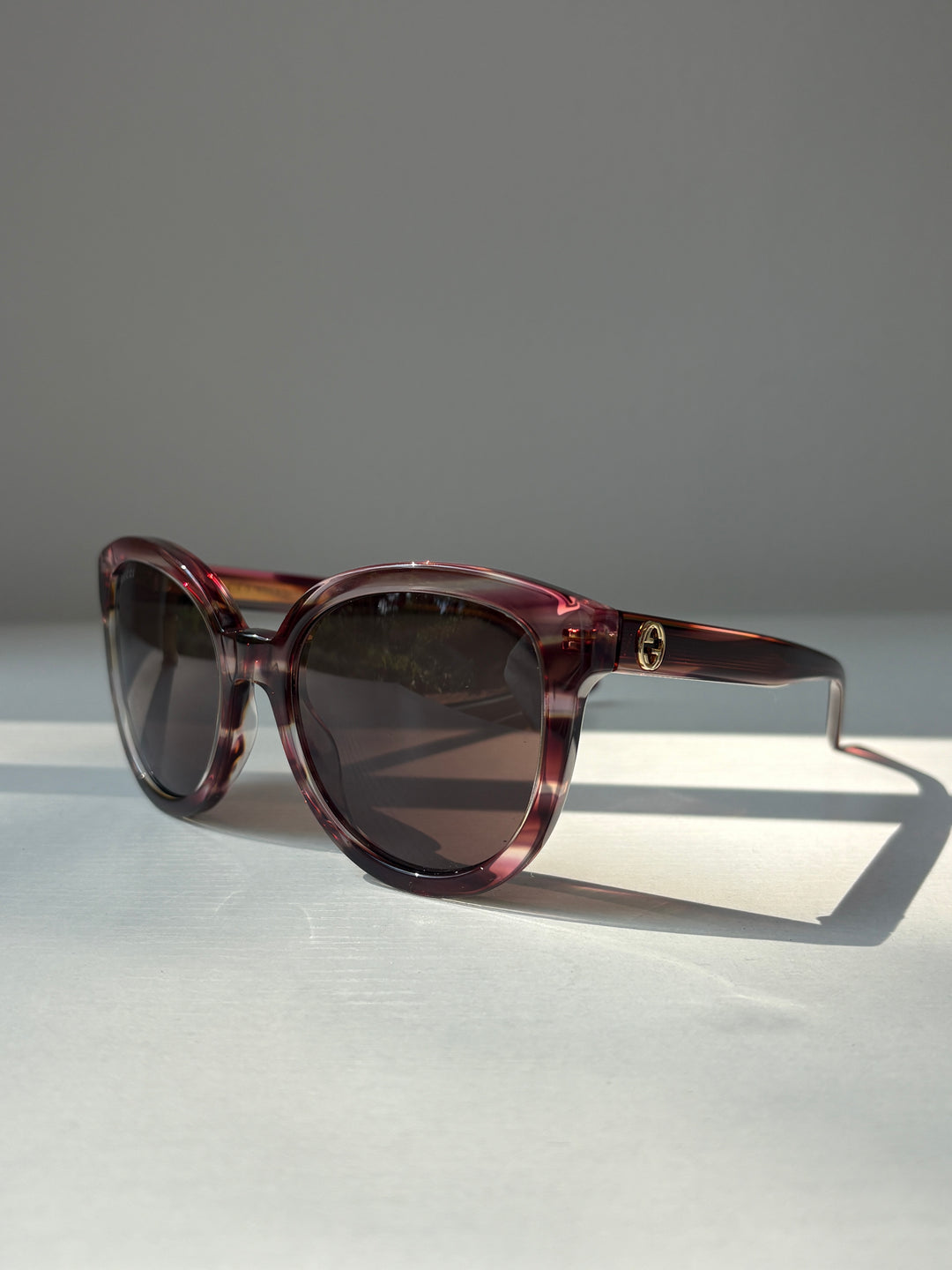 Gucci Burgundy Striated Acetate Sunglasses