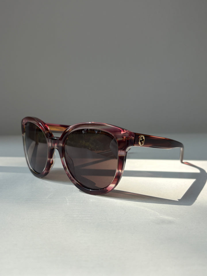 Gucci Burgundy Striated Acetate Sunglasses
