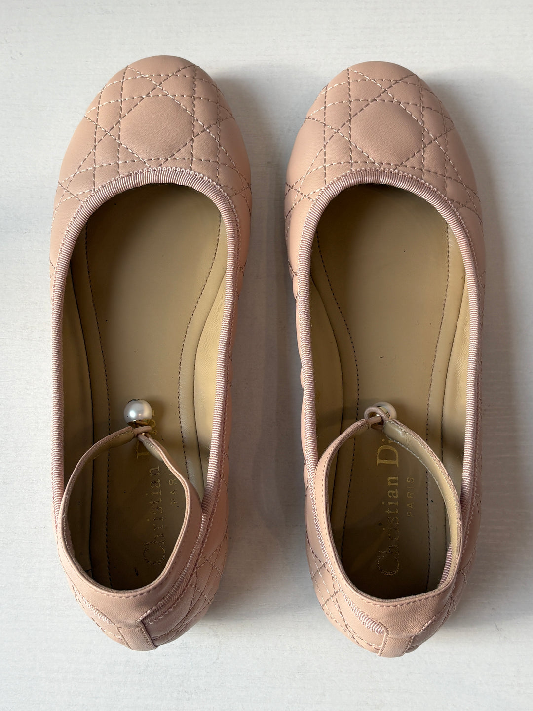 Christian Dior Cannage Pink Leather Ballet Flats