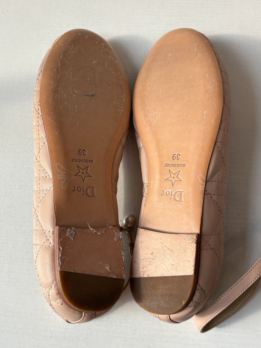 Christian Dior Cannage Pink Leather Ballet Flats