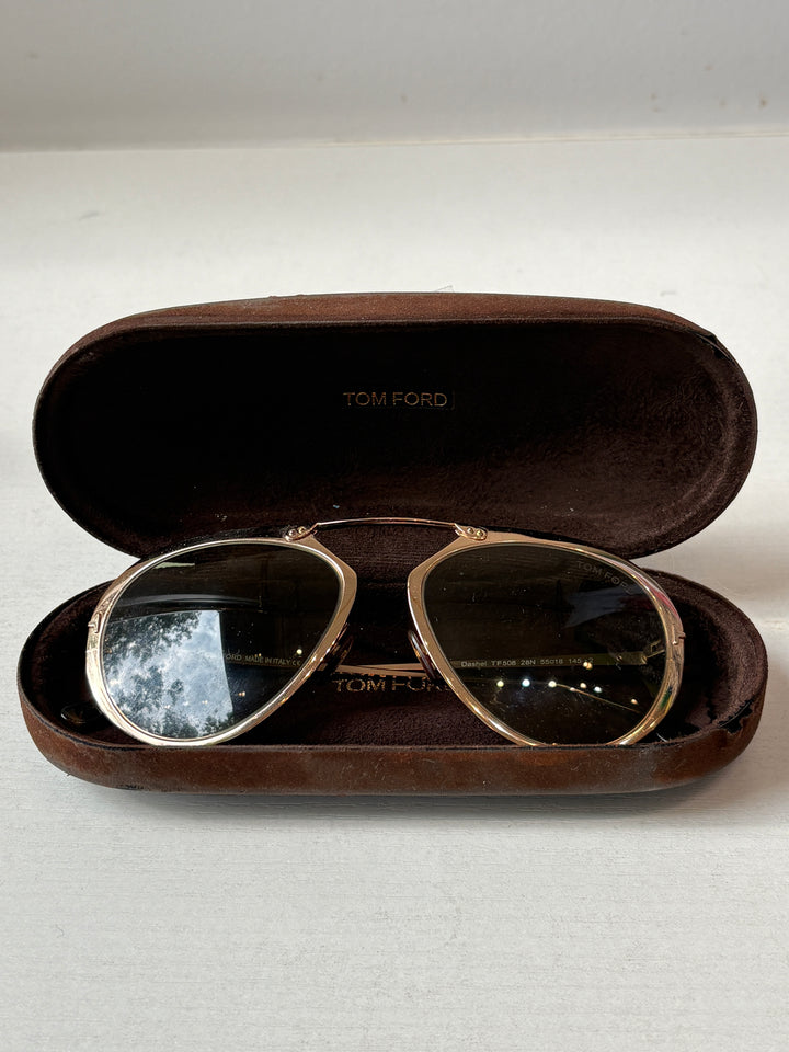 Tom Ford Dashel Gold-Tone Aviator Sunglasses with Case