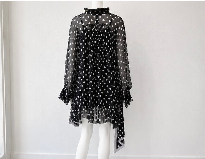 Zimmermann Midnight Dot Silk Chiffon Ruffled Dress