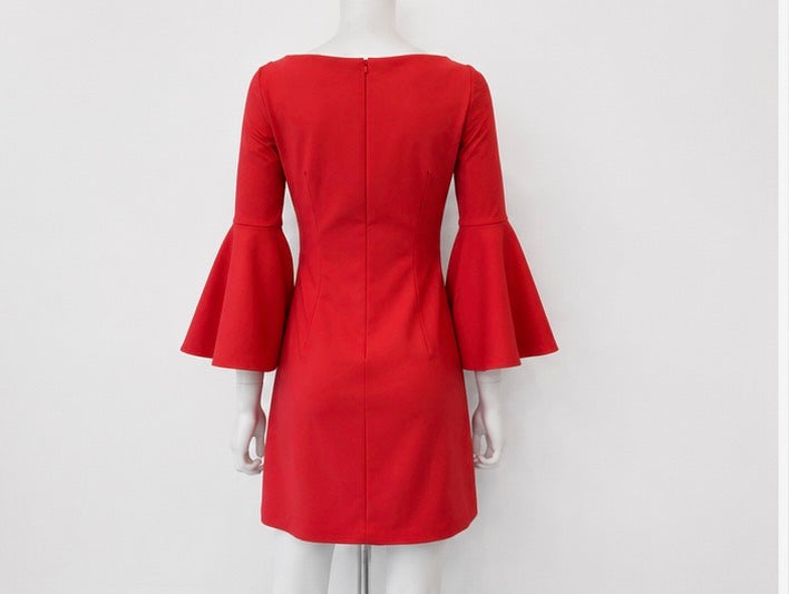 Chiara Boni Coral Bell-Sleeve Shift Dress
