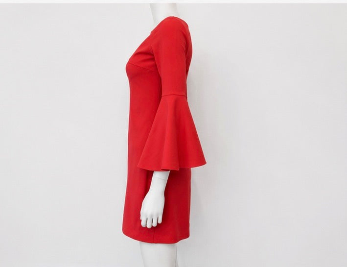 Chiara Boni Coral Bell-Sleeve Shift Dress