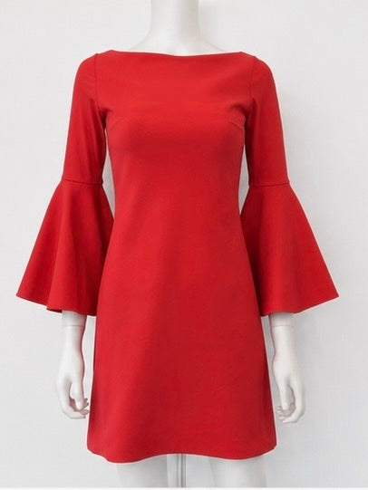 Chiara Boni Coral Bell-Sleeve Shift Dress
