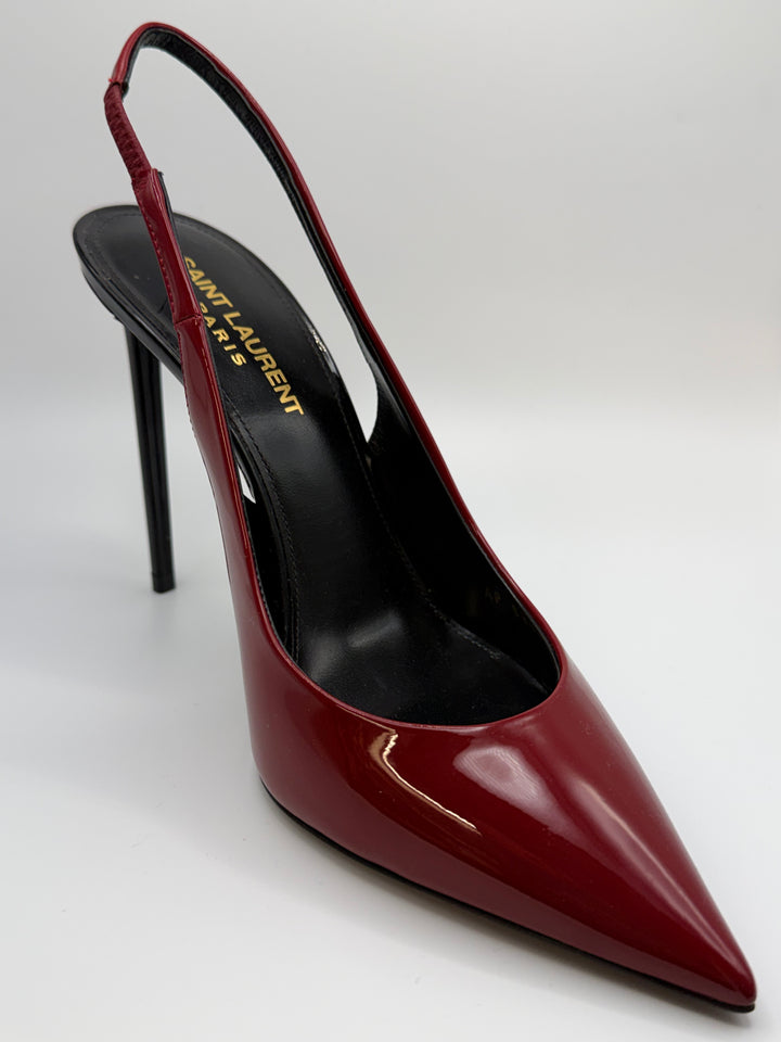 Saint Laurent Patent Leather Sling Back Pumps