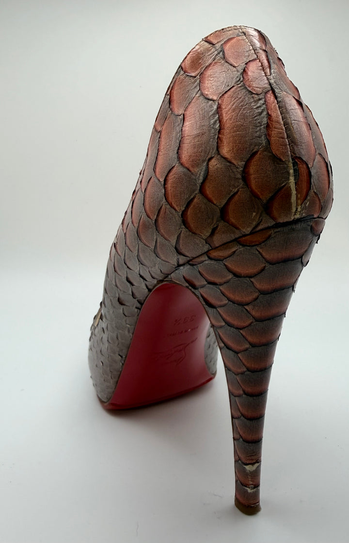 Christian Louboutin Python Peep-Toe Platform Pumps
