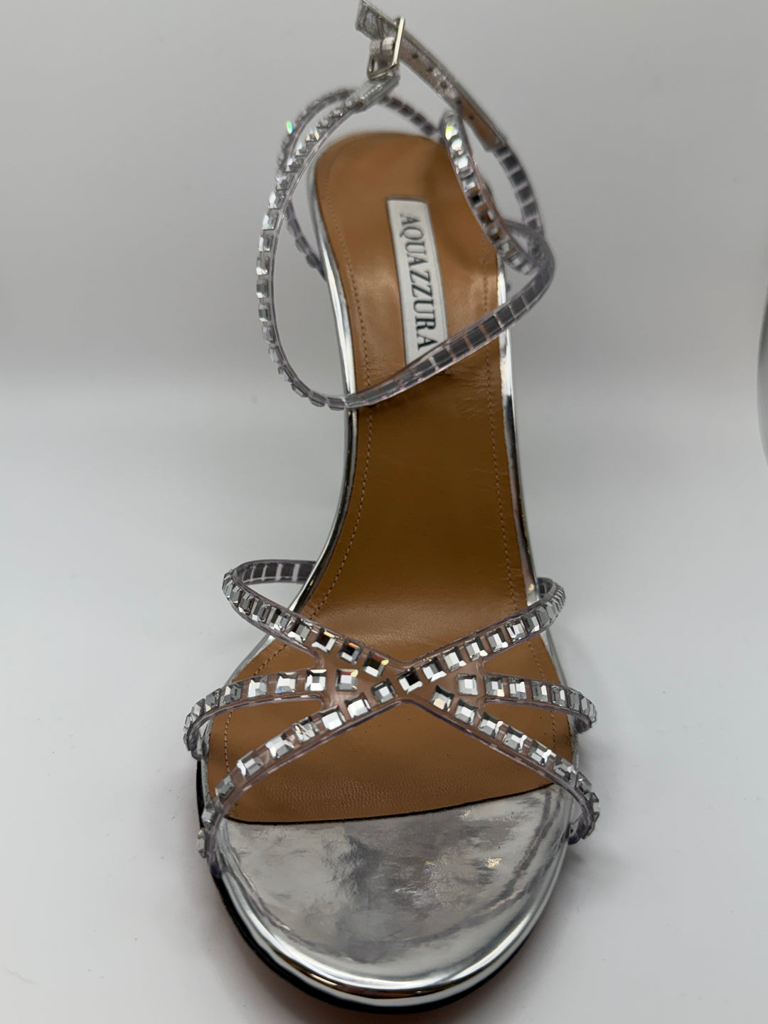 Aquazzura Crystal Embellished Silver Pumps