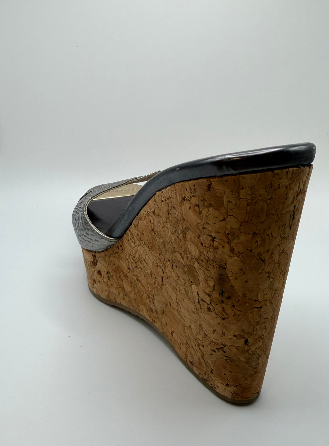Jimmy Choo Metallic Python-Embossed Cork Wedge Heels