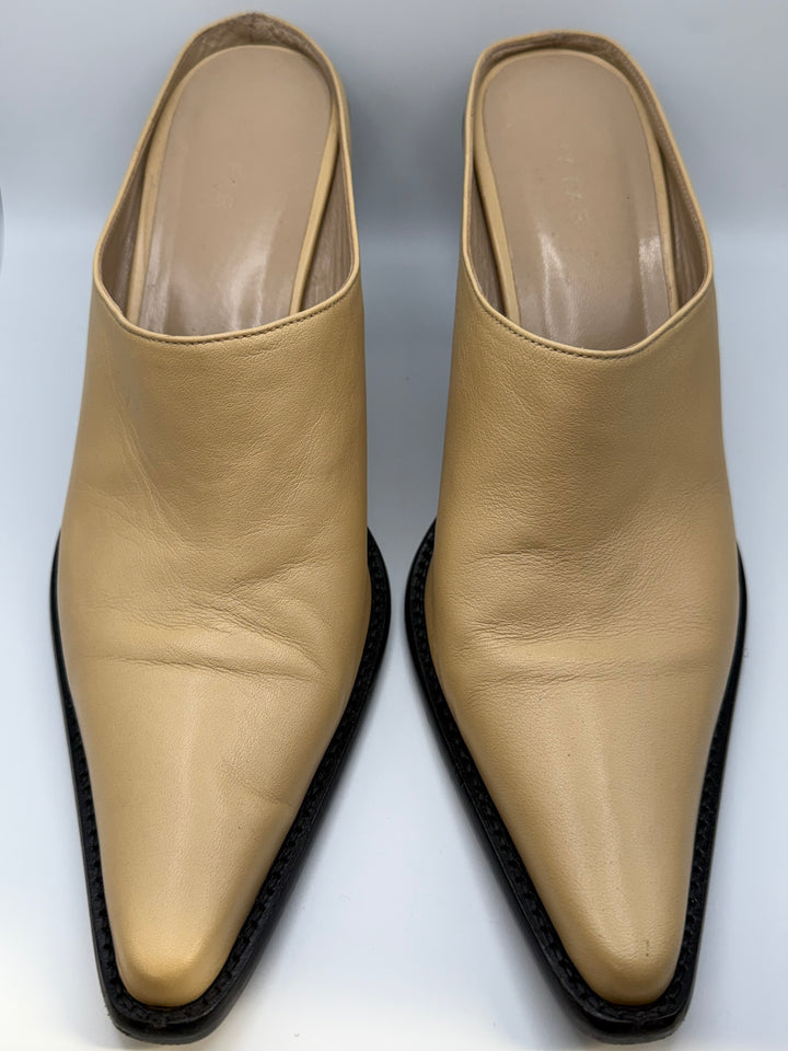By Far Leather Pointed-Toe Mule Pumps