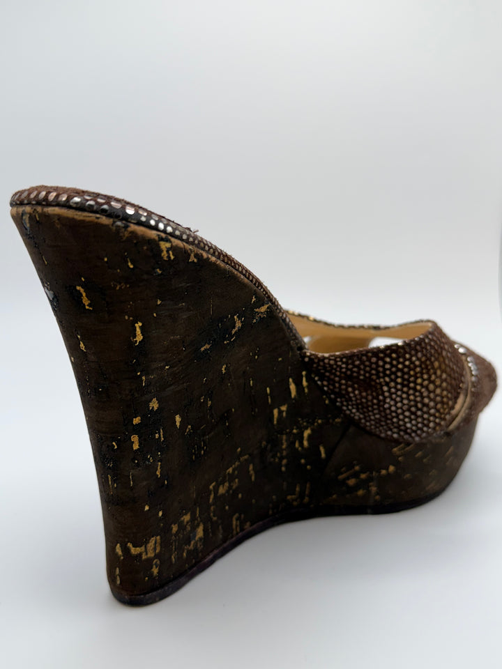 Jimmy Choo Metallic Leather Wedge Heels
