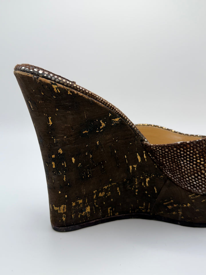 Jimmy Choo Metallic Leather Wedge Heels