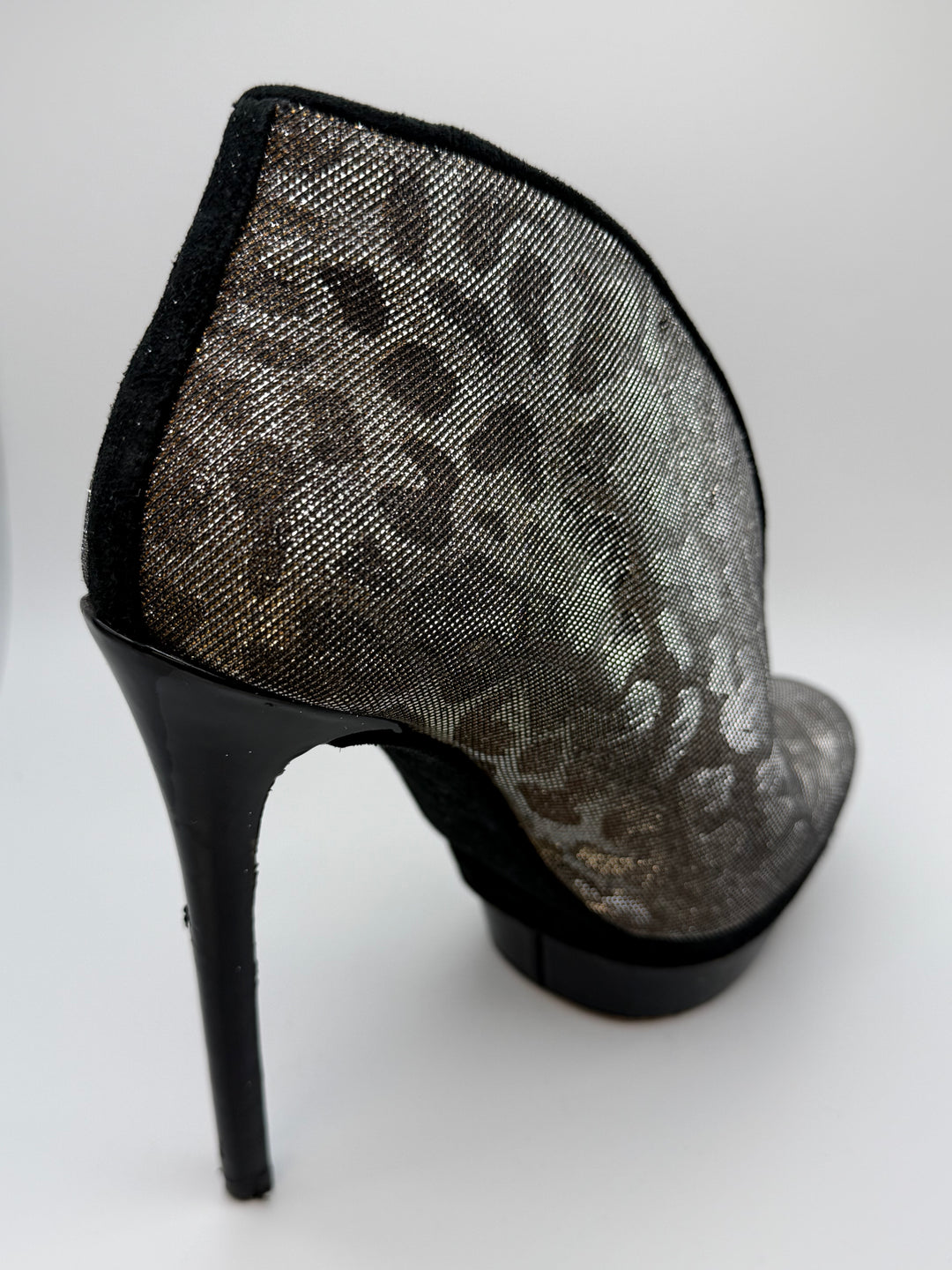 Brian Atwood Metallic Leopard Platform Booties