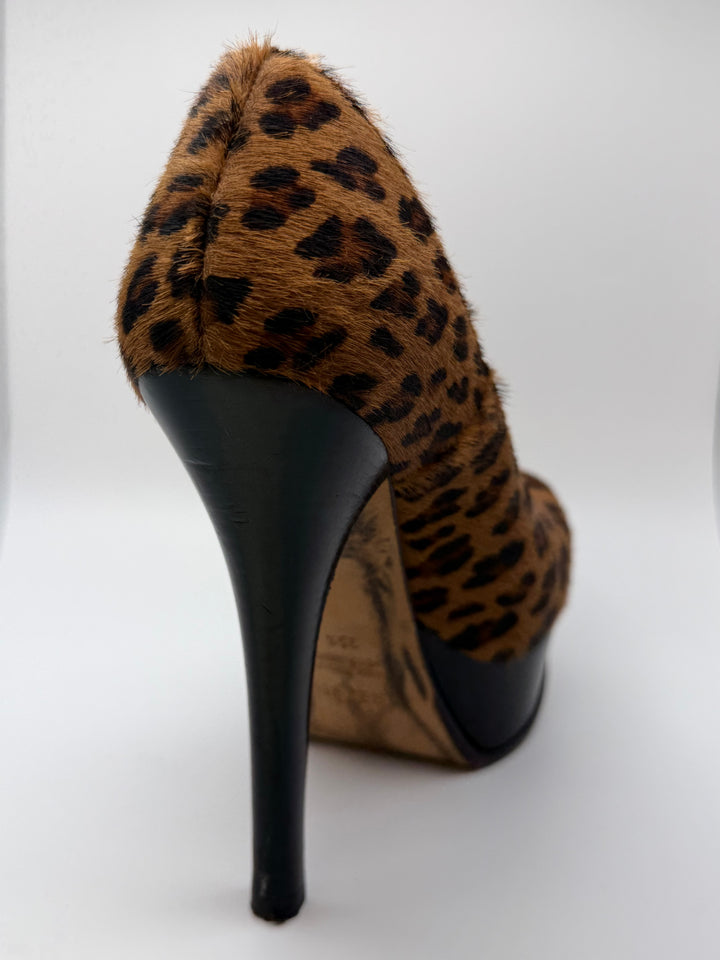Fendi Leopard Calf Hair Platform Pumps