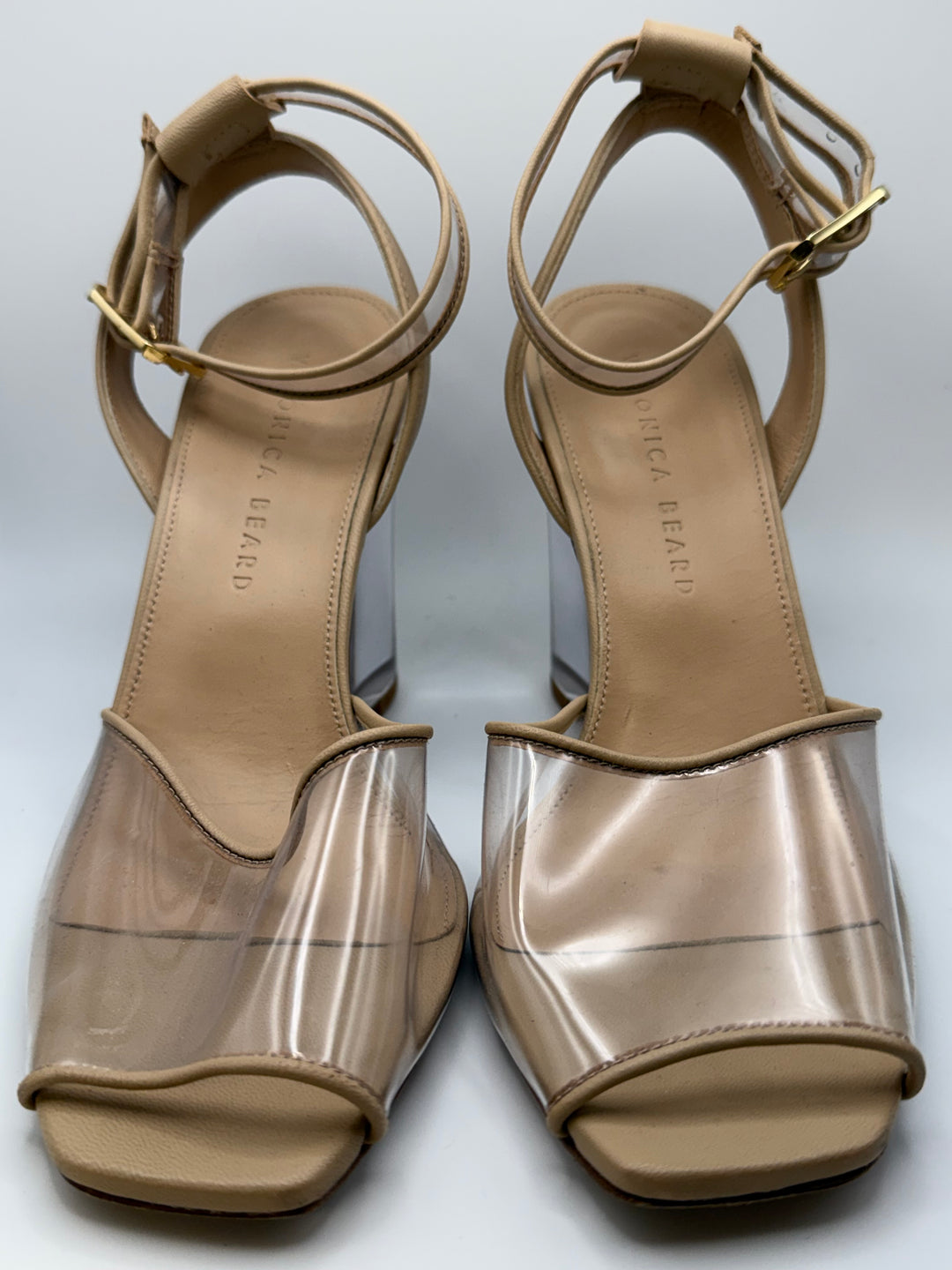Veronica Beard Clear Sculptural Wedge Heels