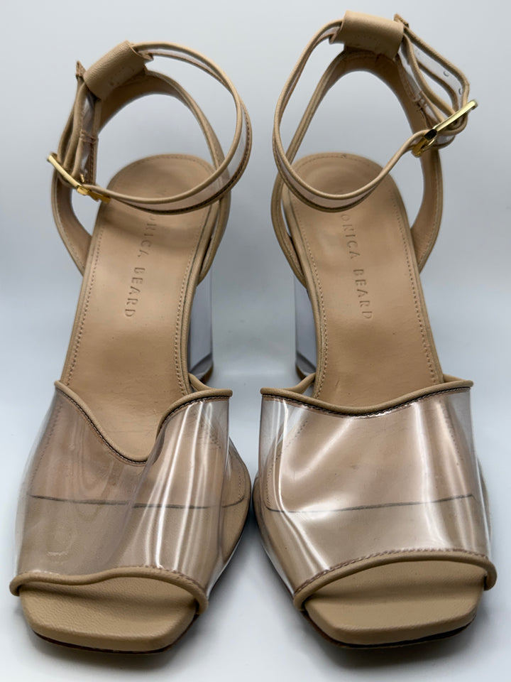 Veronica Beard Clear Sculptural Wedge Heels
