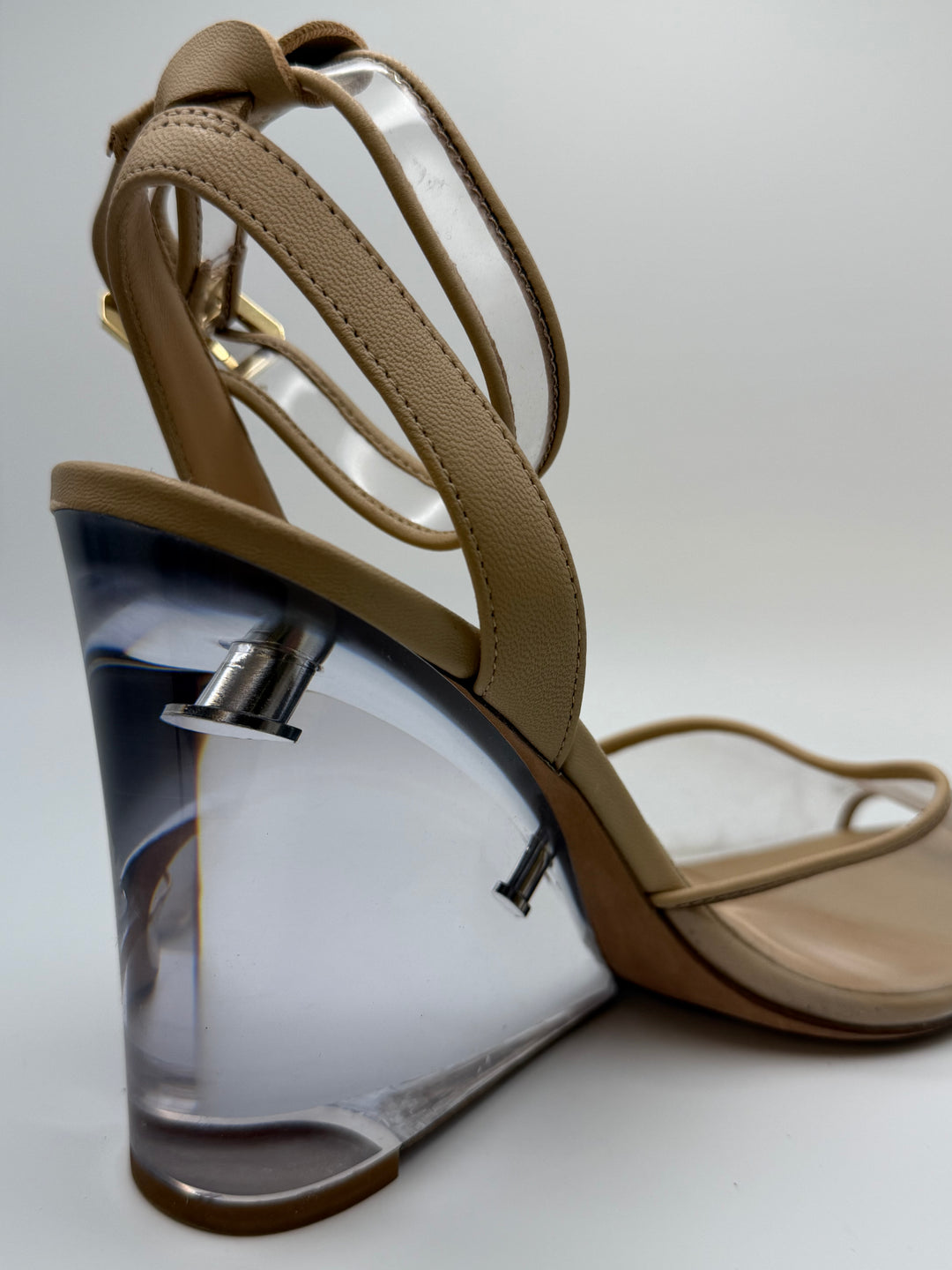 Veronica Beard Clear Sculptural Wedge Heels