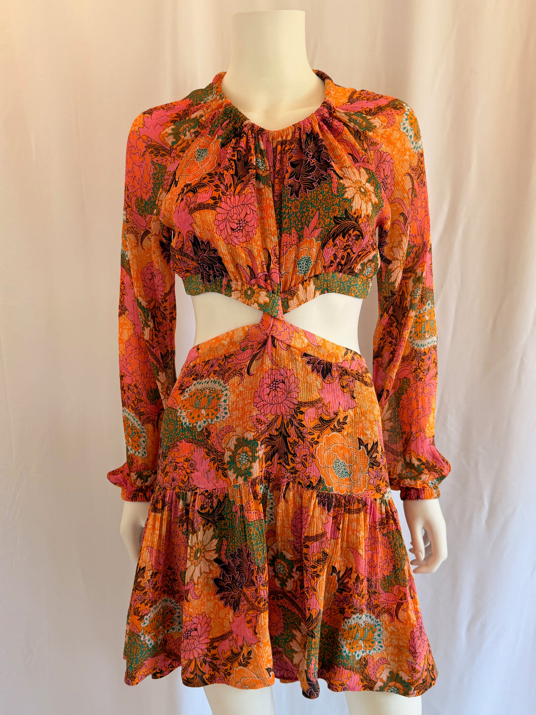 A.L.C Izzy Silk Cut-Out Mini Dress Floral