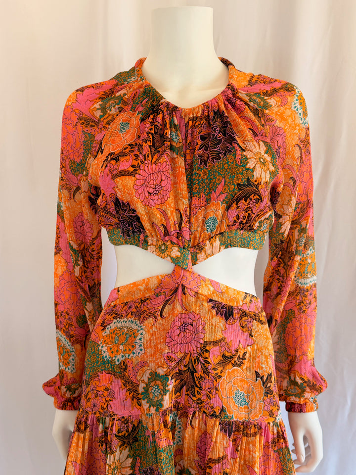 A.L.C Izzy Silk Cut-Out Mini Dress Floral