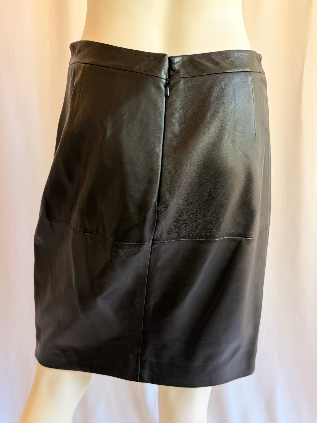 Nordstrom Black Leather Knee Length Skirt