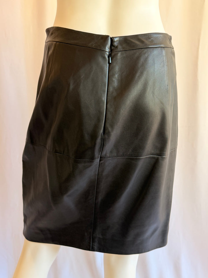 Nordstrom Black Leather Knee Length Skirt